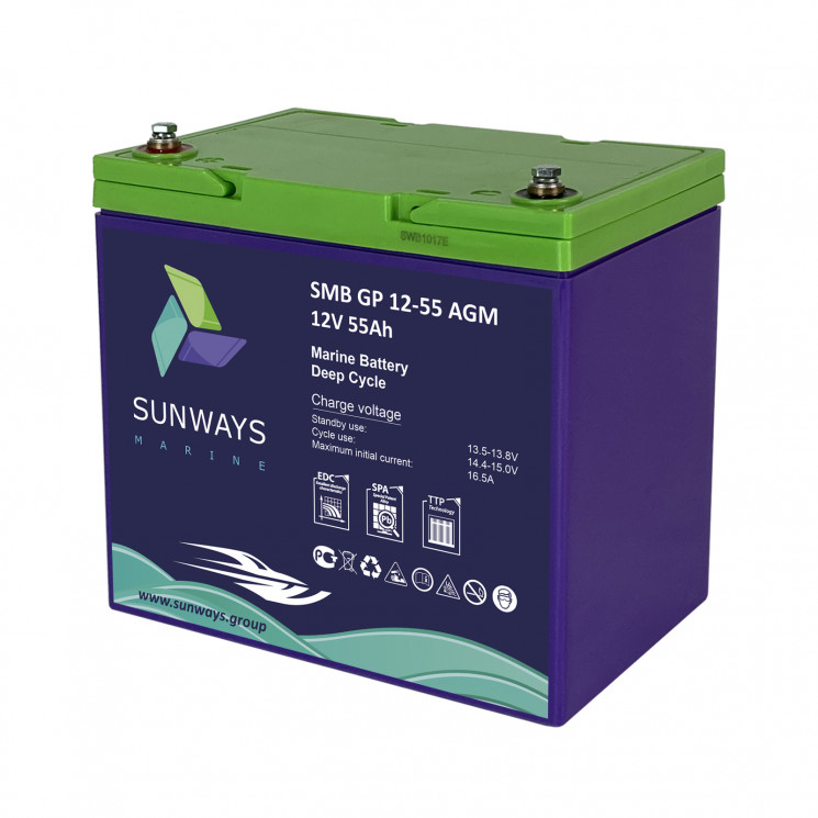 Аккумуляторная батарея Sunways Marine SMB GP 12-55 AGM купить в Тюмени