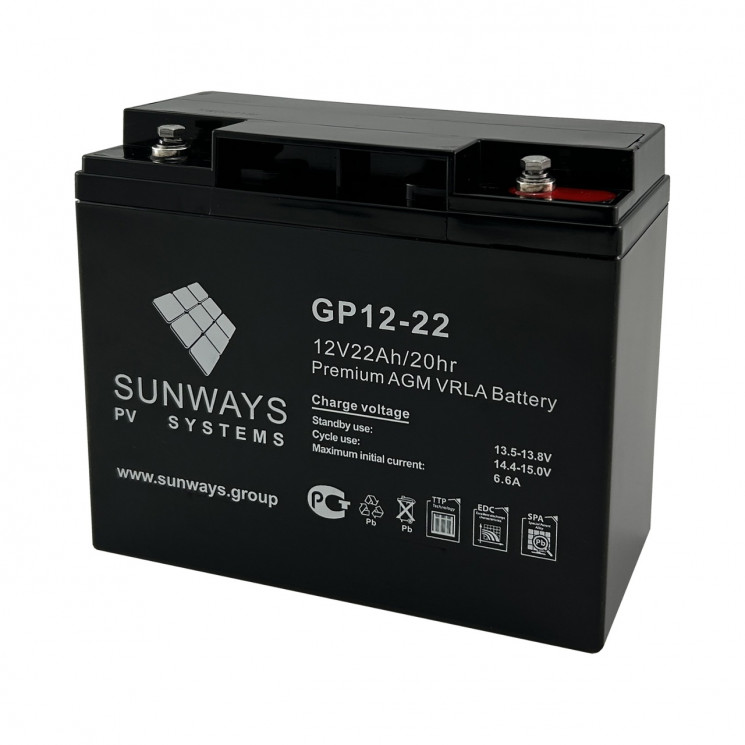 Аккумуляторная батарея SUNWAYS GP 12-22 купить в Тюмени